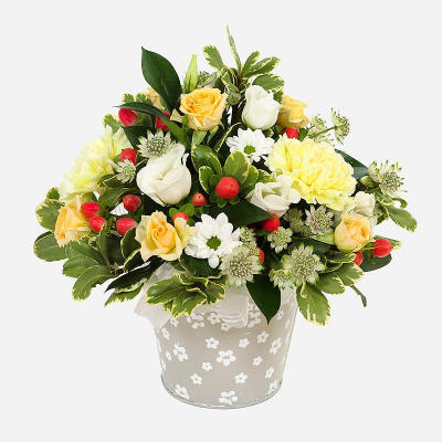 A New Day - Flowers to put a smile on their face. Let them know that you’re thinking of them with this fun petite collection of flowers and foliage to send same day. Crafted by local artisan florists, only the finest buds and leaves are selected, ensuring the flowers stay fresher for longer. Flowers for same day delivery by the local florist.